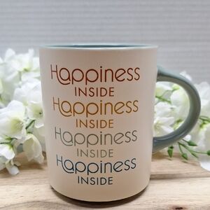 🛍2/$15🛍 #ABC Indigo "Happiness Inside" Mug with Multicolor Text